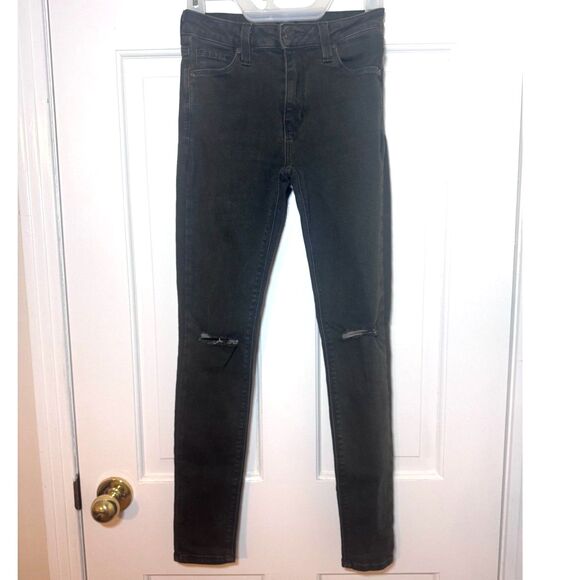 Just Black JB Slit Knee Skinny Jeans Sz 24, Stretch, Ankle, Faded Black, Pockets - Picture 2 of 6